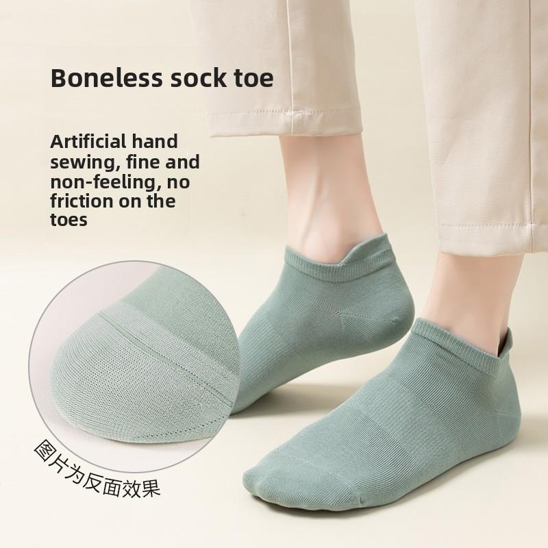 5 Pairs Socks for Men Spring Summer Simple Antibacterial Sweat Wicking Deodorant Men's Boat Socks Tight-woven Boat Socks