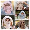 Drawstring Masks Hood Beanies Cartoon Fleece Pullover Cap Rabbit Ear Balaclava Hat  Girls