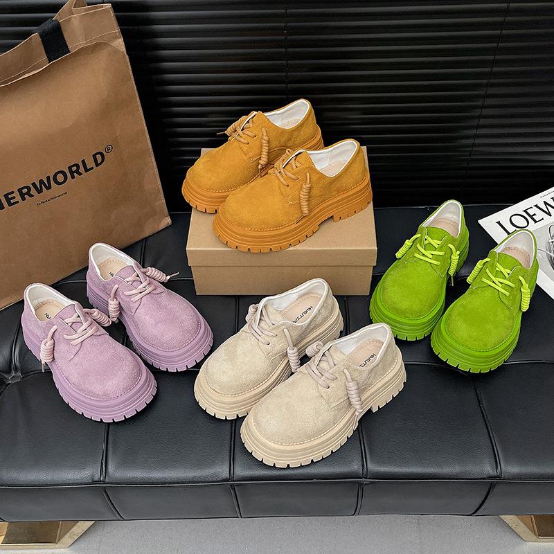 Mocassini donna 2025 nuovi mocassini estivi con plateau scarpe in pelle traspiranti retrò stile britannico derby scarpe singole rialzanti