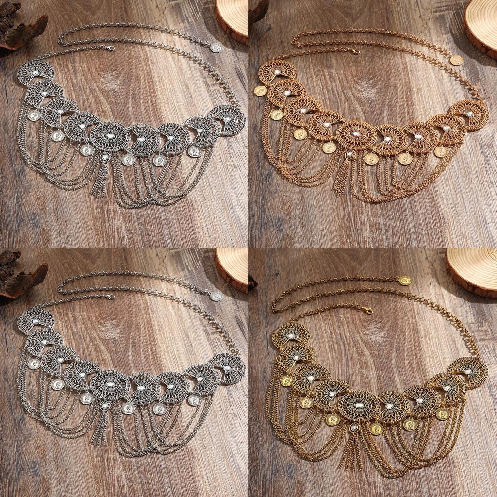 Bohemian Style Waist Chain With Alloy Embellishments And Tassels For Festival Wear