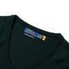 Polo Ralph Lauren FW23 Jednobarevný svetr s vyšívaným logem s výstřihem do V a dlouhým rukávem Pánský svetr Tmavě zelená 710883124-012