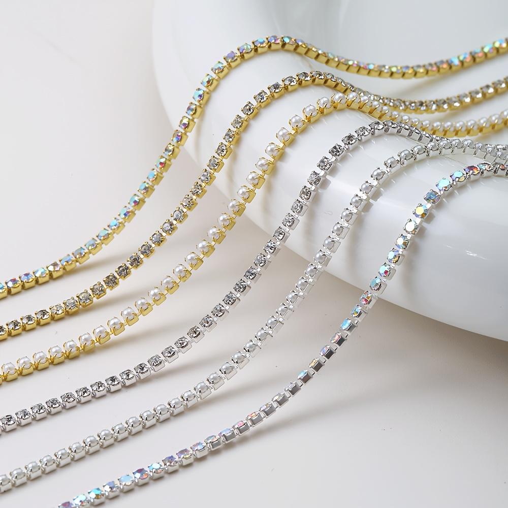 2 pieces of artificial pearl chain nail accessories Y2K metal DIY nail accessories, short nails French tips