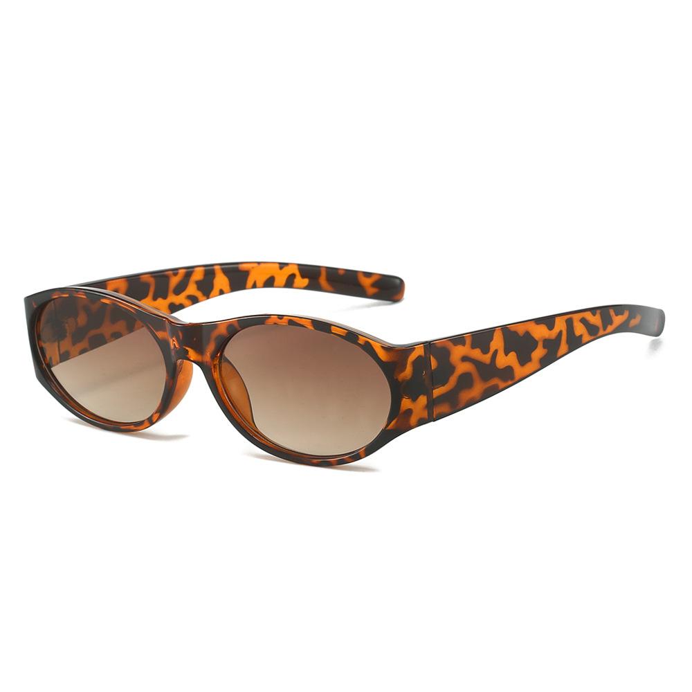 

Classic Popular Small Oval Sunglasses Women Men Trendy Vintage Hip Hop Cat Eye Glasses Female Leopard Wide Leg Eyewear UV400 леопардовый