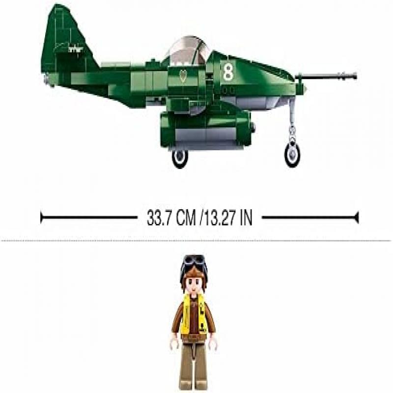 SLUBAN Army Battle of Budapest ME-262 Fighter Aircraft Building Kit 338pcs Compatible with Major Brands