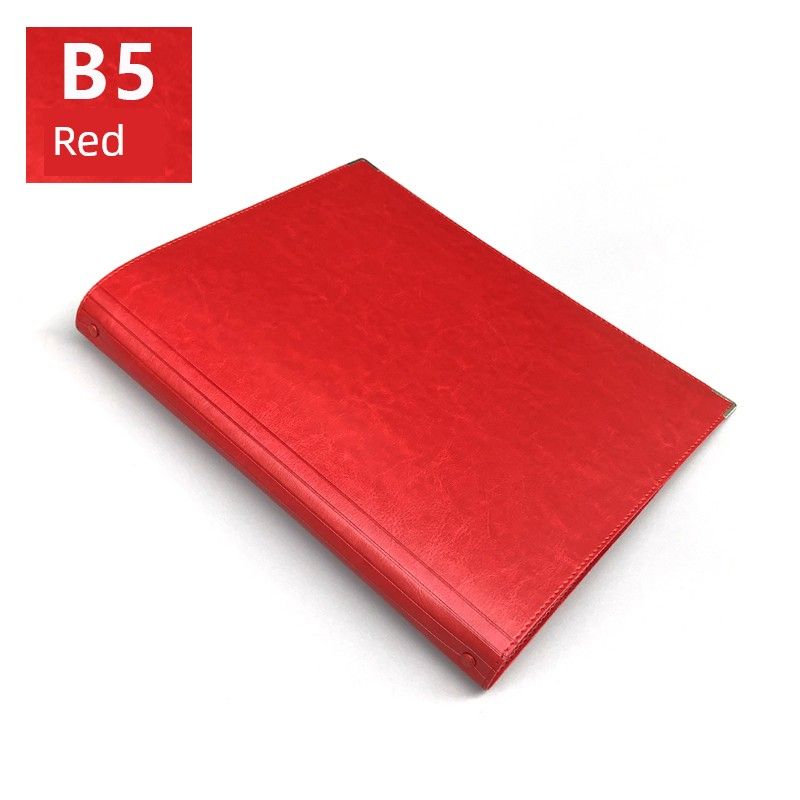 Moben A4 Finishing Document Storage Large Capacity Loose-Leaf Binder Medium B5 [Nine Holes] Binder Red