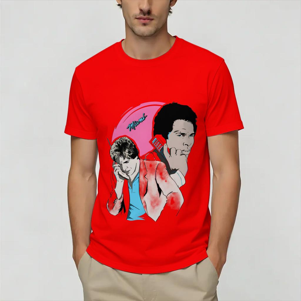 Vintage Miami Vices Unisex T-Shirt Lustige T-Shirts Kurzarm Rundhals T-Shirts 100% Baumwolle Erwachsenenkleidung