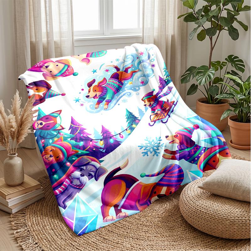 Winter Wolf Majesty Theme Blanket Lightweight Warm Flannel Blanket Decorative Throw Blanket for Home Decoration