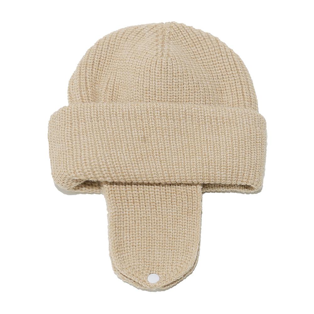 Autumn and winter new solid color simple warm wool hat children's knitted hat ear hat winter
