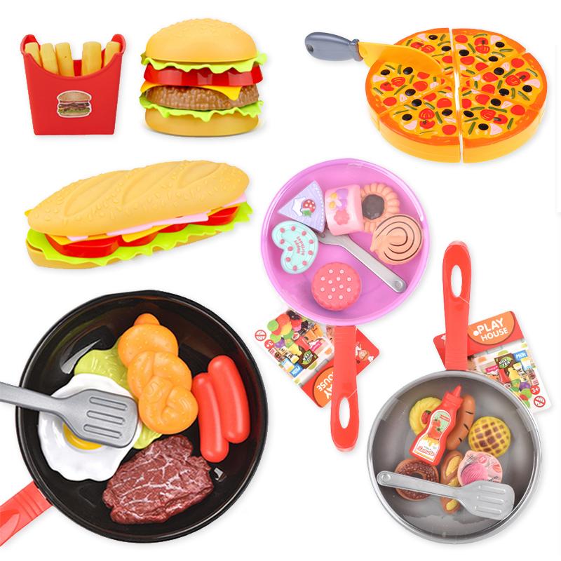 

Имитация еды, детские кухонные игрушки, ролевые игры, гамбургер, хот-дог, картофель фри, пицца, торт, десерт, кулинарная игра, интерактивные игрушки для девочек