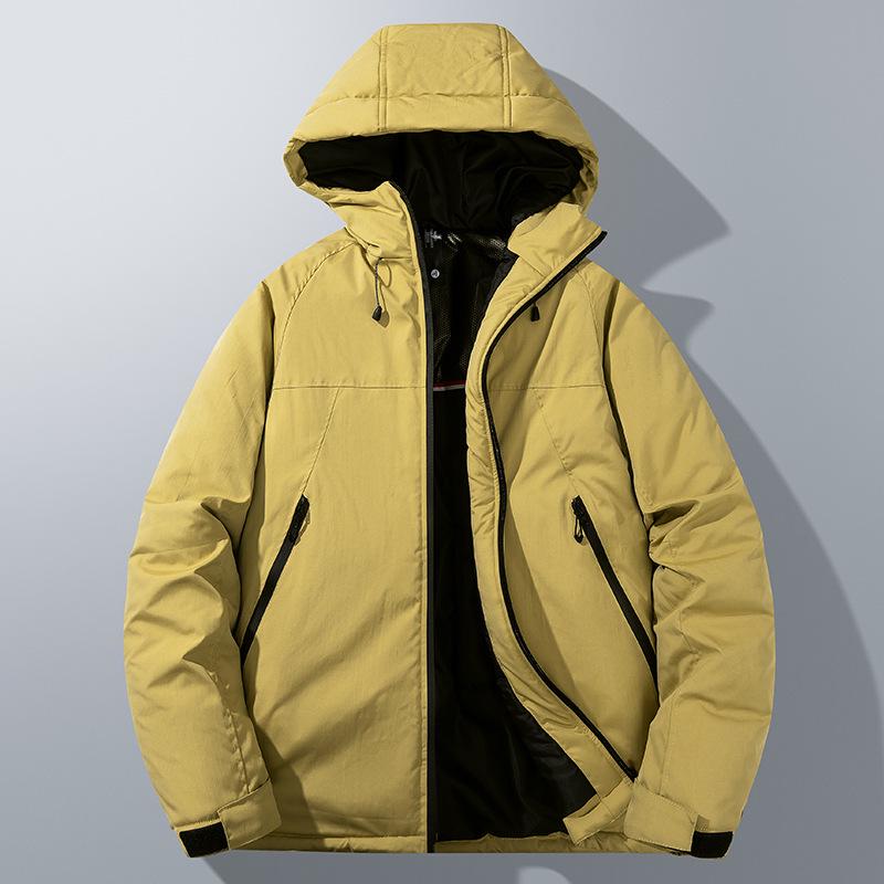 2025 Winter Men s Calfskin Hooded Jacket: Thick, Warm, Waterproof & Windproof Korean-Style Outerwear Medium