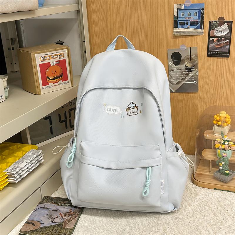 College Style Student Schoolbag Cartoon Embroidery Women's Lightweight Backpack