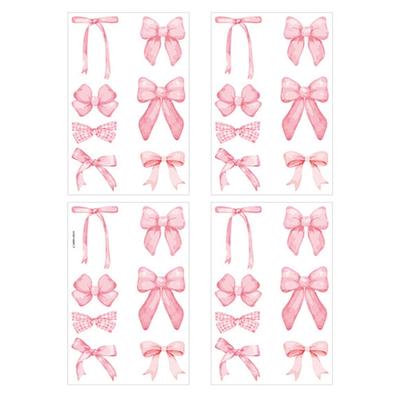4 Sheets Bowknot Wall Decals Pink Wall Stickers for Party Room Mural Stickers Room Home Bedroom Aesthetic Art Decoration