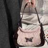 Fashionable Armpit Bag PU Leather Handbag with Butterfly Pattern Unique Shoulder Bag for Women and Girls
