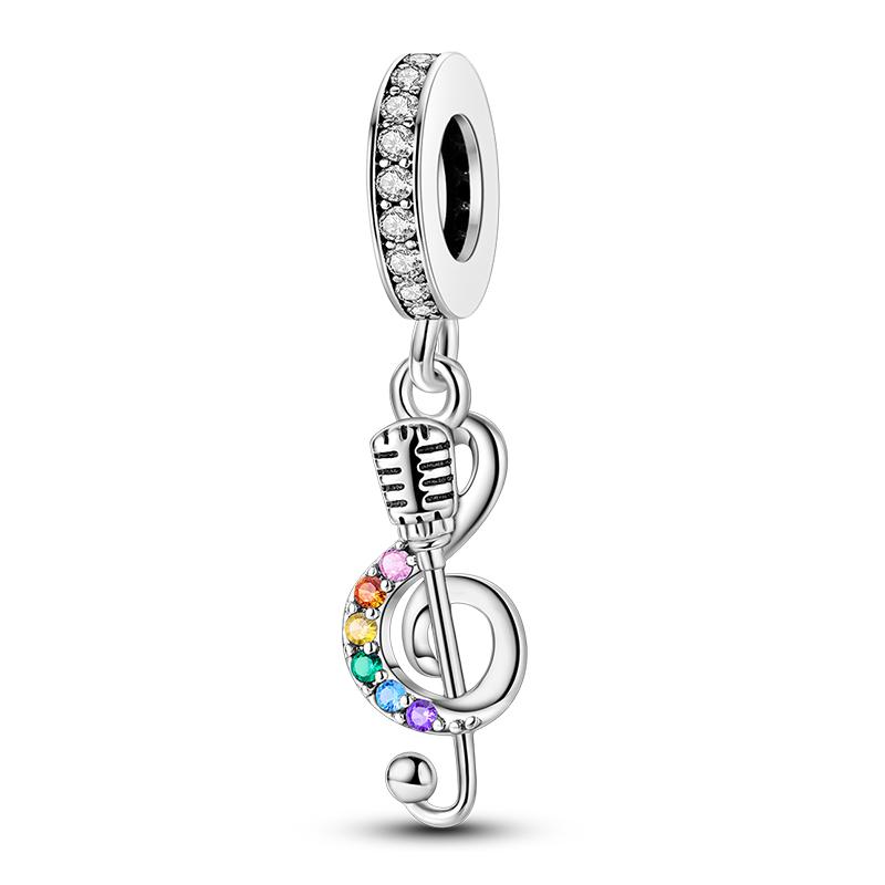 Romantic Music Charms Beads 925 Silver Piano Violin Red Guitar Punk Saxophone Pendants Fit Qikaola Bracelet DIY Jewelry