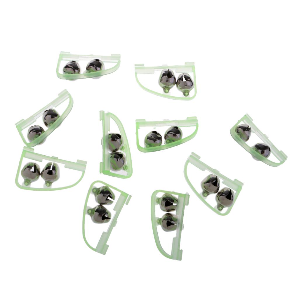 

10x Luminous Fish Bite Alarm Fishing Rod Pole Tip Twin Ring Bells for Night