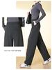 Women's Winter Thickened Velvet Wide-Leg Wool Pants - High Waist Slimming Casual Straight Leg Design.