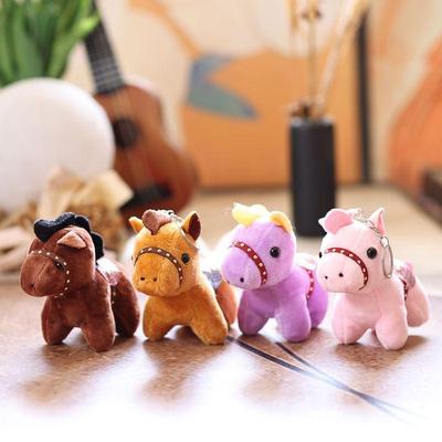 2026 Chinese New Year Mascot Horse Keychain Cartoon Simulation Pony Plush Doll Pendant Cute Bag Hanging Ornament Couple Gifts