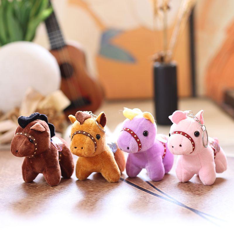 1Pcs Horses Plush Hanging Decor Stuffed Animal Horse Key Ring Cute Pony Doll Backpack Ornaments Pendant Kids Toy