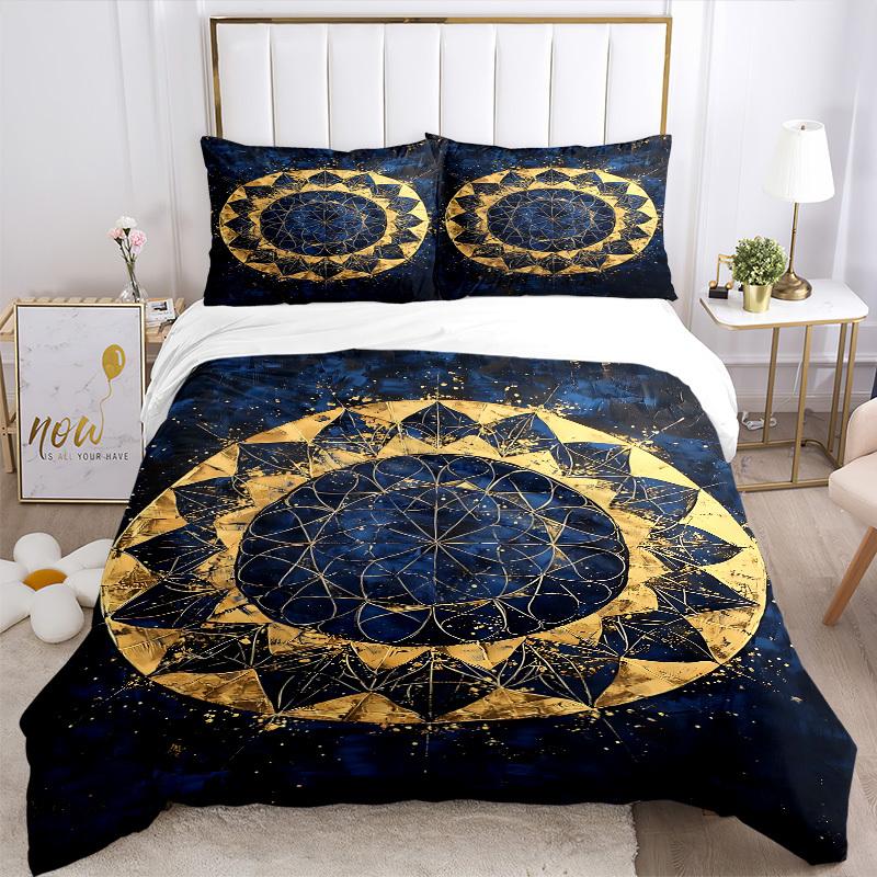 3pcs Cosmic Mandala Bedding Set, Includes 1 Comforter + 2 Pillowcases, Without Pillow Inserts, Soft Comfortable, Lightweight Breathable024