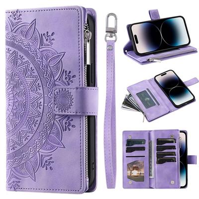 Luxus-Reißverschluss-Portemonnaie-Hülle für iPhone 14 15 16 17 Pro Max Air 16E 13 12 11 Pro XR XS 7 8 SE Geprägtes Leder Kartensteckplatz Handy-Tasche