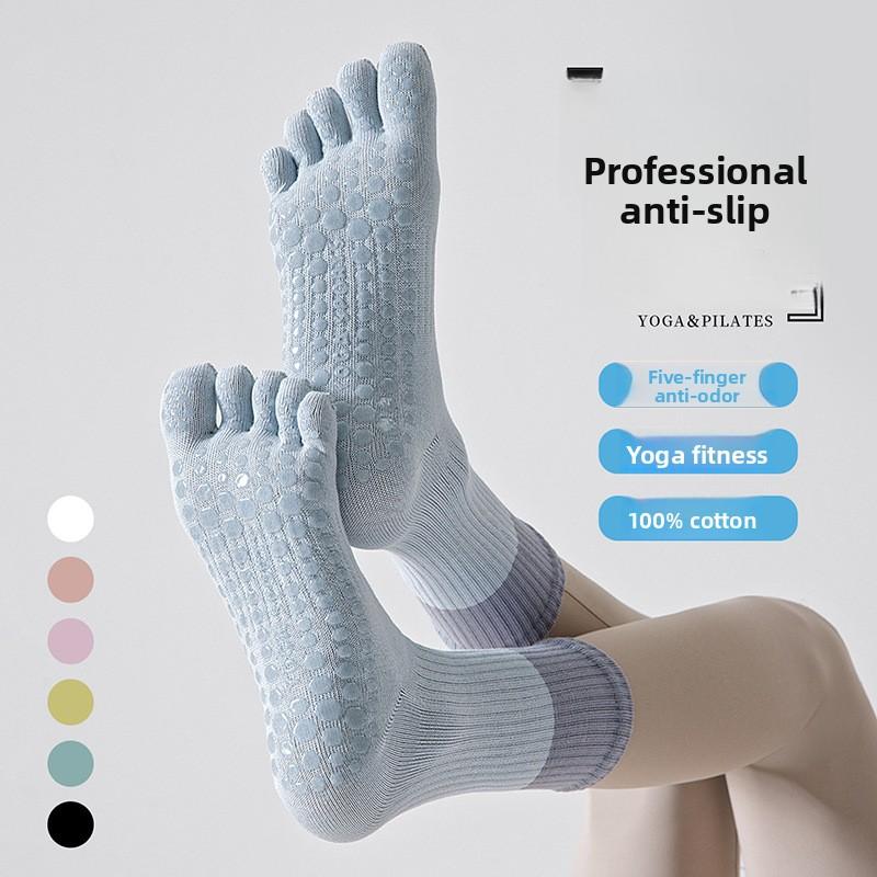 Cotton Yoga Socks for Children, Mid-length, for Fitness and Indoor Plating, Five-fingered Socks