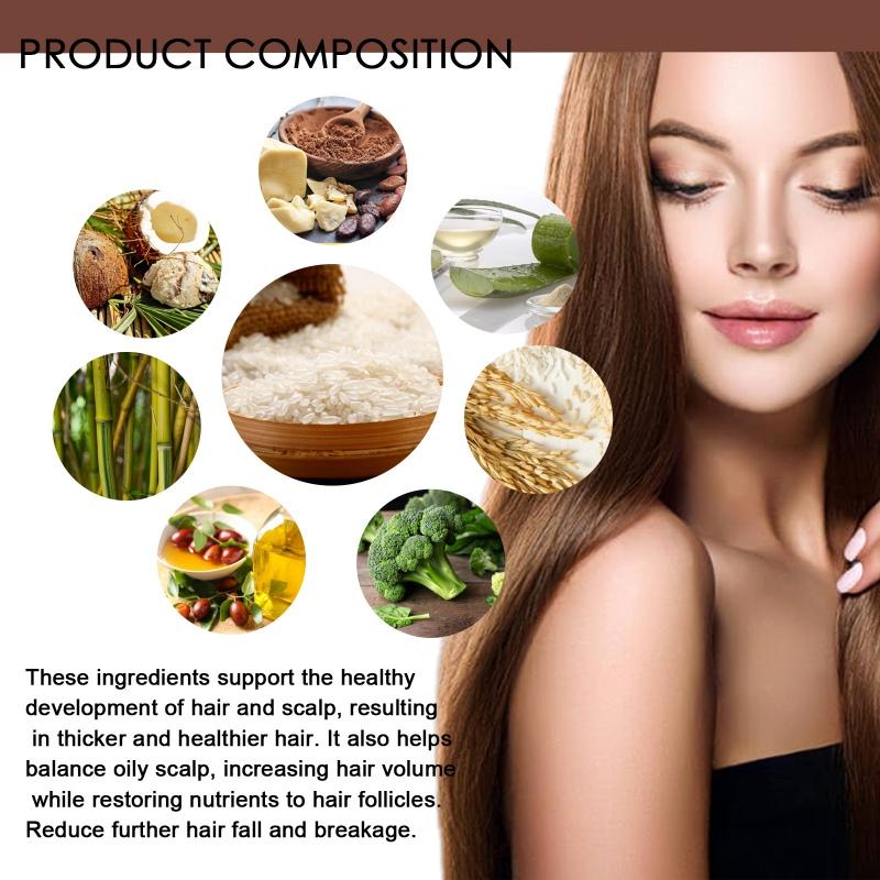 Shampoing au riz, traitement de la croissance des cheveux, contrôle de l'huile, barre de shampoing nourrissante, Anti-perte de cheveux, 100g