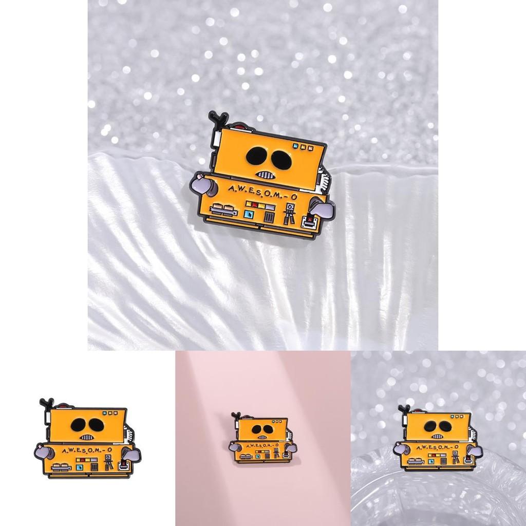 Unique Enamel Orange Robot Brooch Fashionable Gift For Both Men And Women