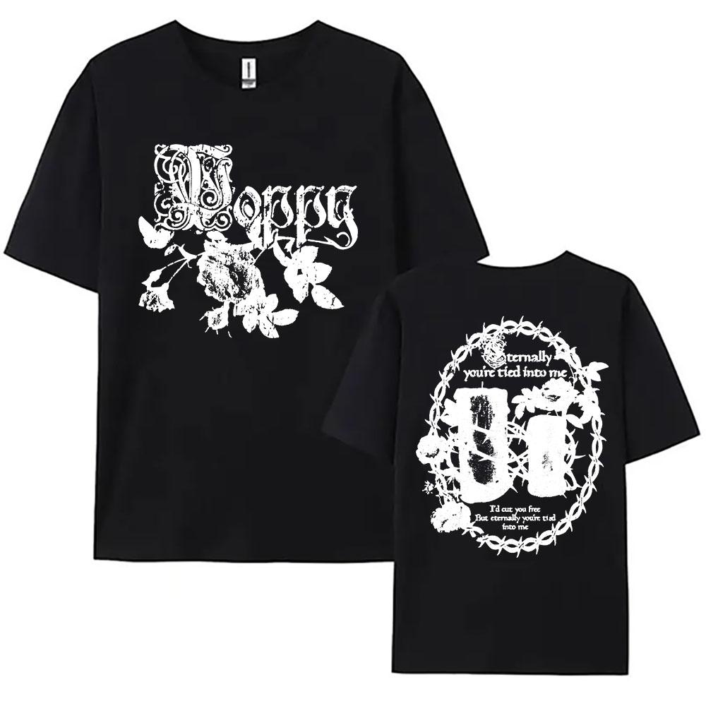 

Poppy Eternally Tied Tee Summer Cotton Short Sleeve Female Tshirts Casual Graphic Print T-shirt Unisex Tops XXL чорний