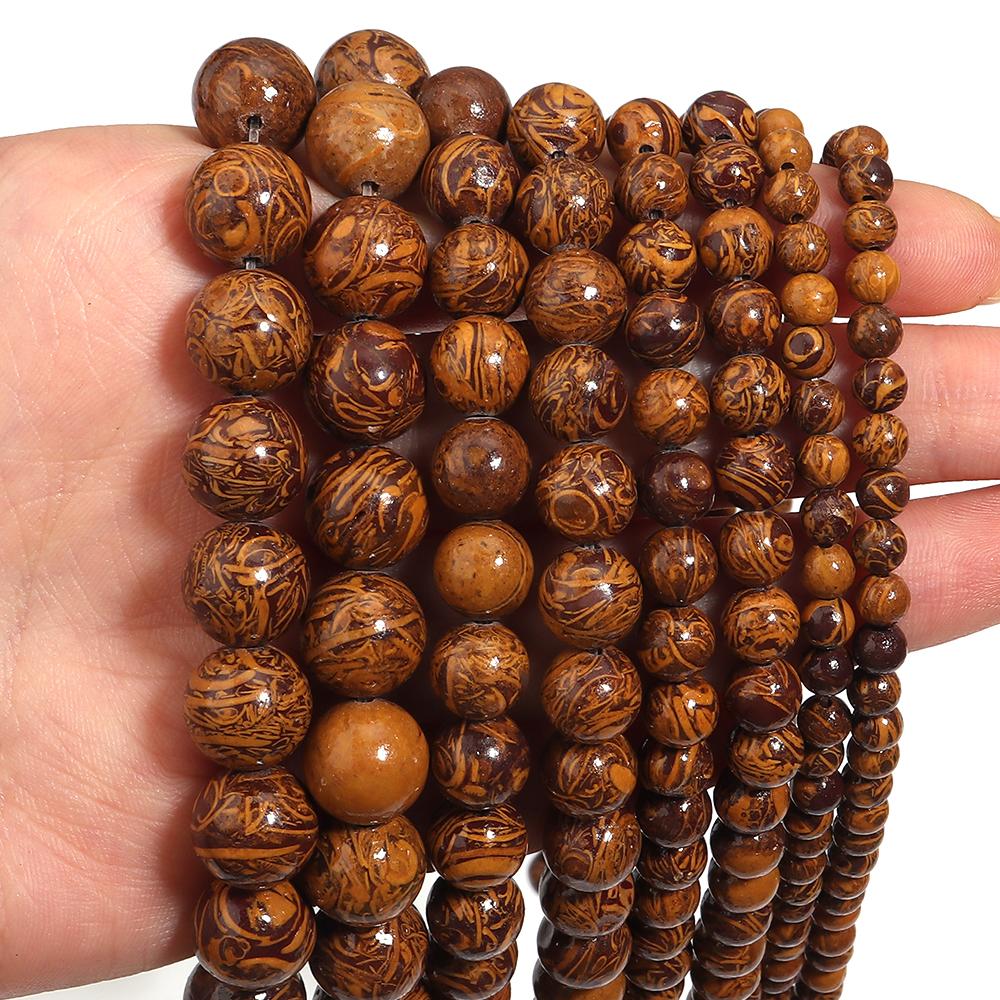 1 Strand 4/6/8/10mm Natural Stone Beads Golden Silk Jade Round Loose Beads For Jewelry Making DIY Bracelets Necklace Accessories