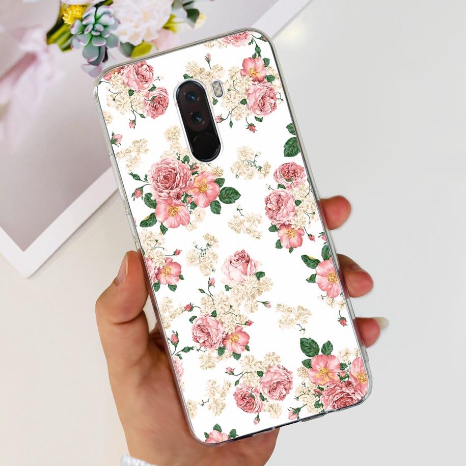 Para Xiaomi Pocophone F1 Funda Poco F1 Moda Flor Cubierta Silicona Suave Delgada Funda de Teléfono Para xiaomi Pocophone F1 Global F 1 Funda