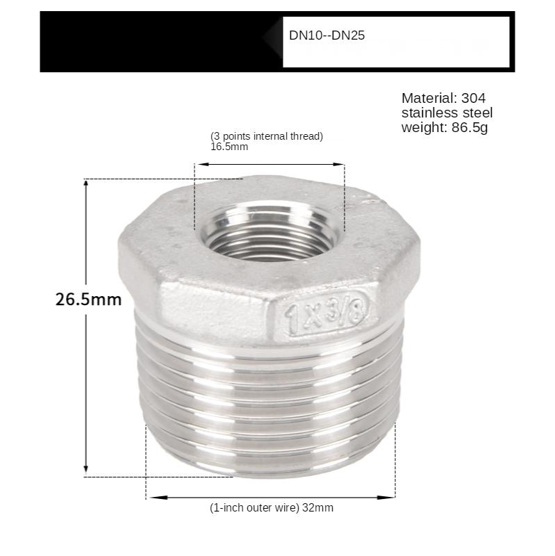 1/8 "1/4" 3/8 "1/2" 3/4 "1" 1-1/4 "NPT Männlich Zu Weiblich Gewinde 304 Edelstahl Reduzierbuchse Reduziert Rohr Fitting Anschluss