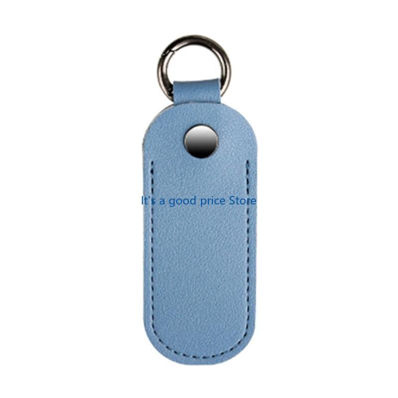 USB Flash Drive Case Microfiber Leather Dust Protective Cover with Metal Closure Keychain Optional Color