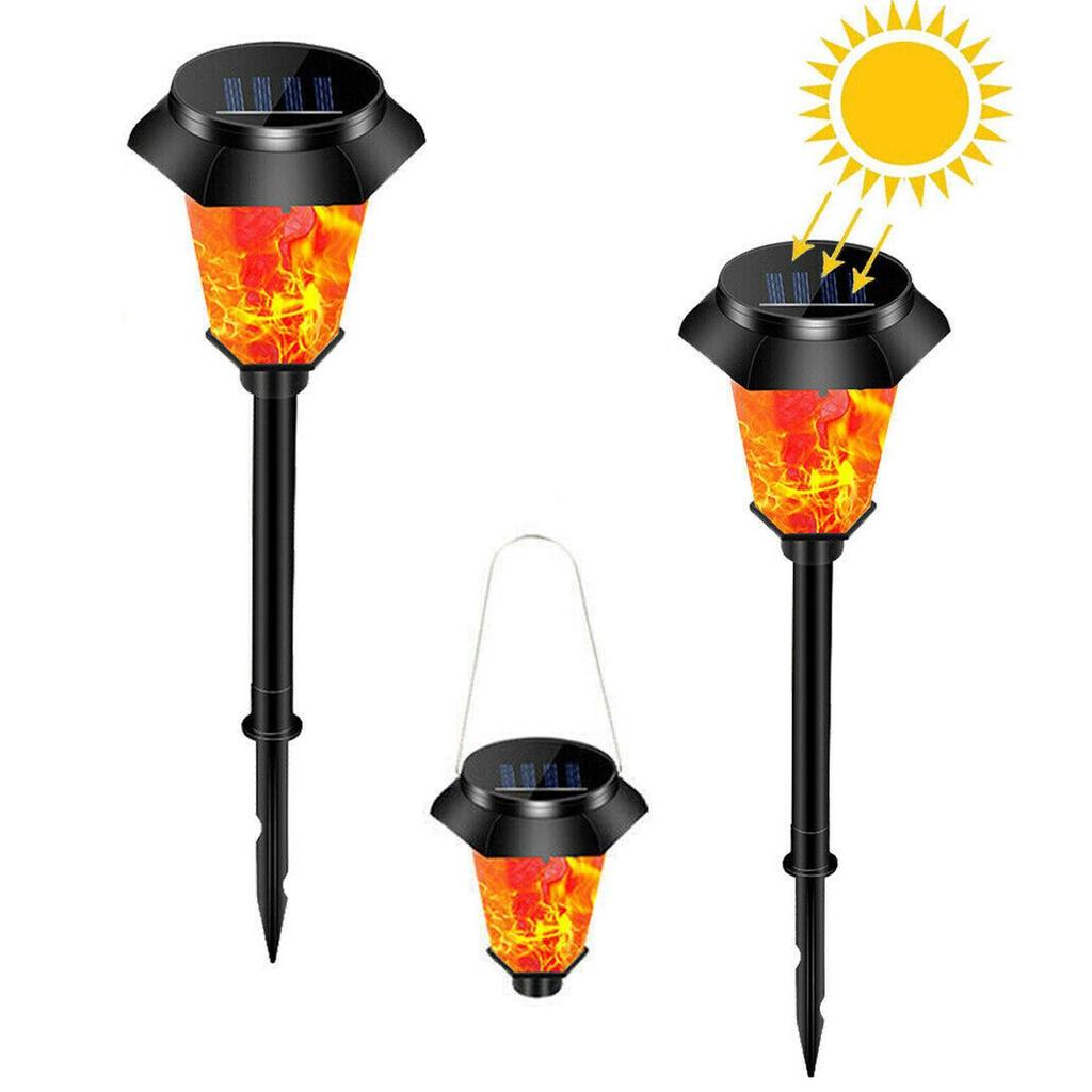 Bamboo Solar Torch with 12 LED Flame Light