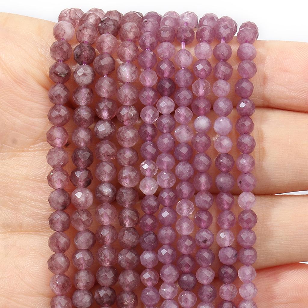 Faceted 2mm 3mm 4mm Tiny Beads Natural Purple Jade Stone Beads for Jewelry Making Beach Jewelry Accessories Supplier