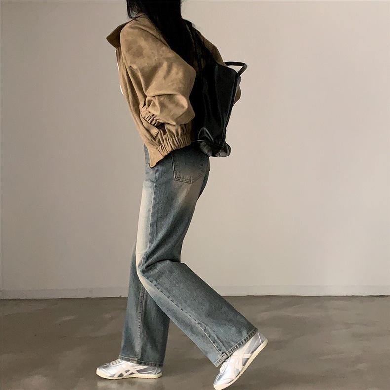 Dámská krátká bunda v americkém retro stylu s pocitem semiše - Jedinečný design podzim/zima 2025