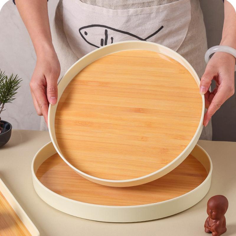 Nordycka Drewniana Taca do Przechowywania Gospodarstwo Domowe Biurko Różności Kosmetyki Perfumy Biżuteria Klucze Talerz Dekoracyjny Dom Okrągłe Tace do Przechowywania