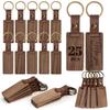 Engraved Black Walnut and Beech Wood Keychain, Vertical Strip Design