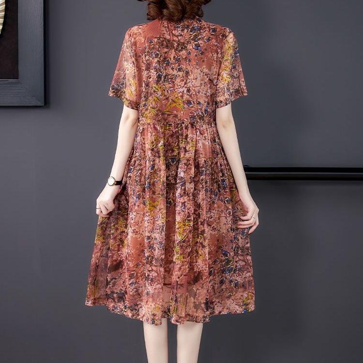 Women Printed Dress Summer Plus Size Floral Dress Loose A-line Dress