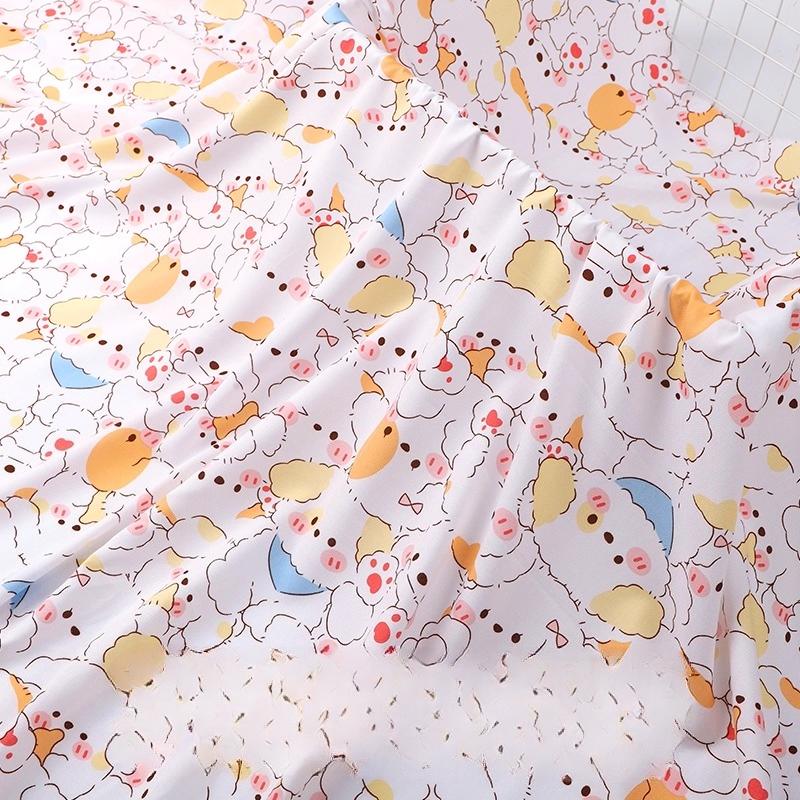 Wide 143cm Summer Cotton Fabric for DIY Sewing Children's Pajamas Clothes Cheongsam Super Soft Floral Cartoon Fabric