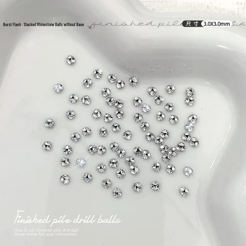 High-Quality Transparent White Rhinestones: Mini & Large Round Nail Art Decorations