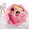 1pc Cappuccino Heart Themed Umbrella, 8 Rib Frame,Automatic Opening 3 Fold Umbrella, Lightweight and Durable Couple Umbrella-110