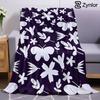 Dark Floral Butterfly Cartoon Anime Print Flannel Blanket Soft Warm Throw for Kids Bedroom Sofa Bed Christmas Office Car