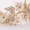 Trendy Wedding Tiara Baroque Crystal Flower Leaf Headdress Gold Rhinestone Headband Bridal Hair Jewelry Ms Wedding Accessories