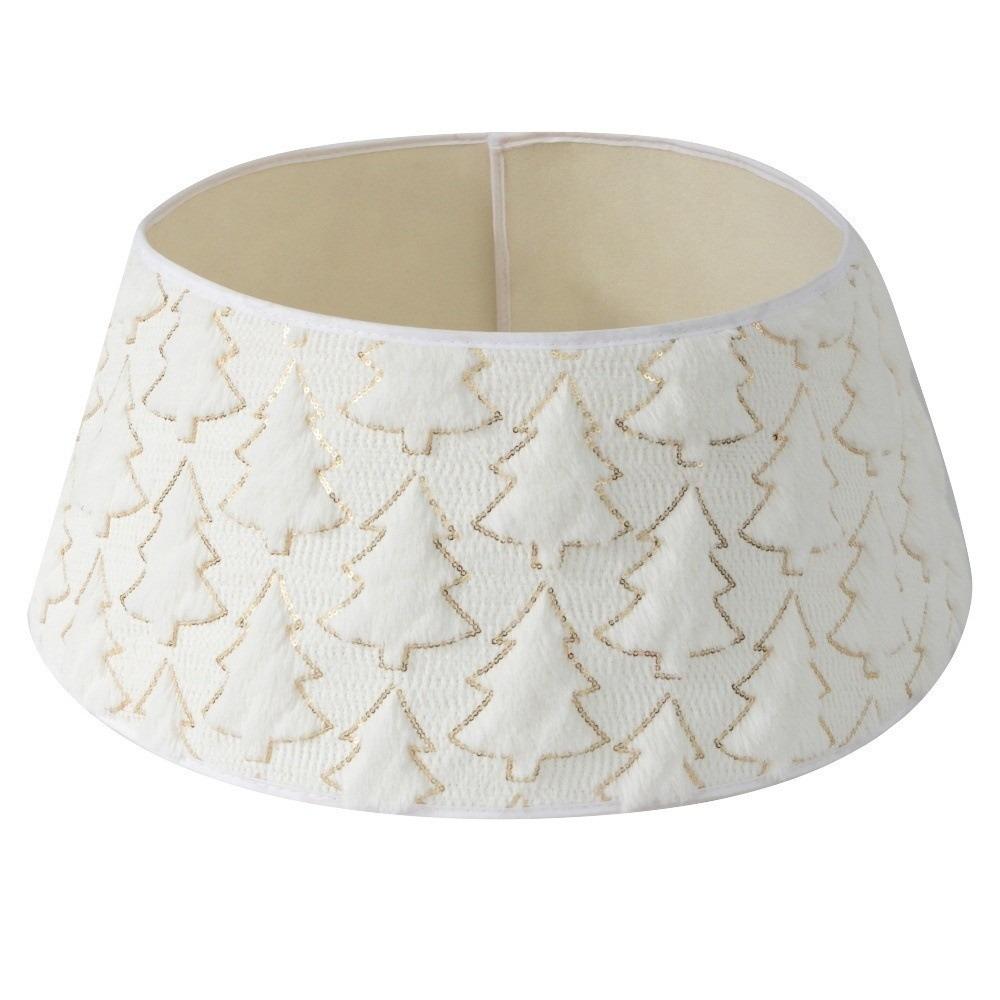 Round Christmas Tree Skirts Foldable Xmas Tree Foot Cover Christmas Tree Collar Office