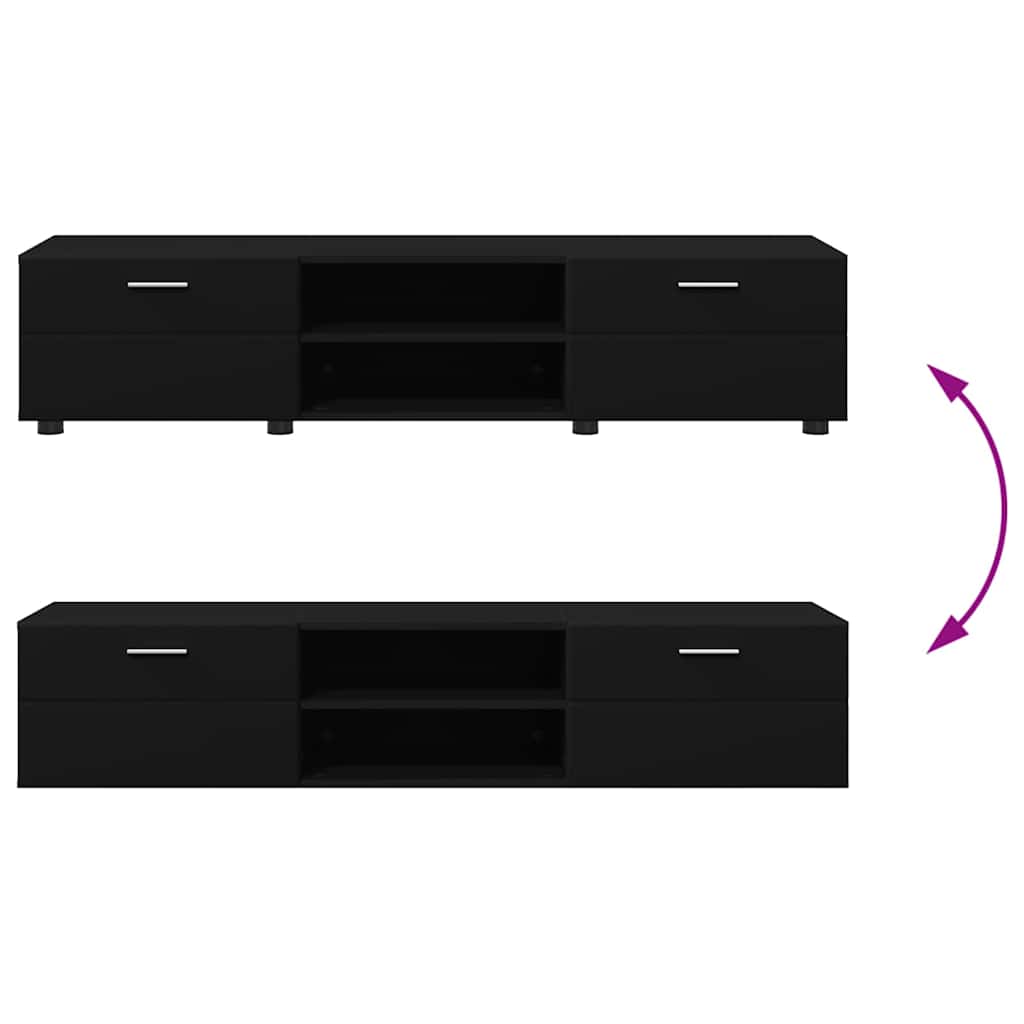 FLORIN 3 Piece TV Cabinet Set with Drawers Black Particleboard