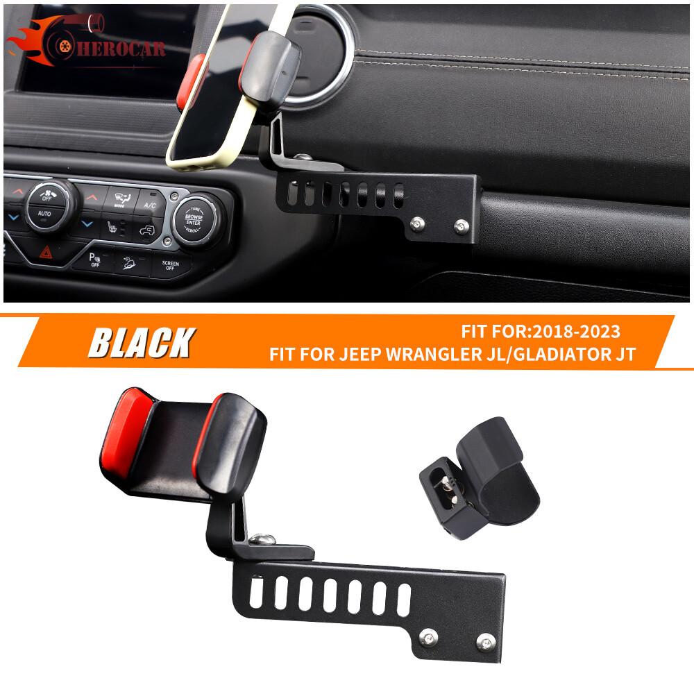 Passenger Side Handle Phone Holder Mount Stand for 18+ Jeep Wrangler JL JT Black