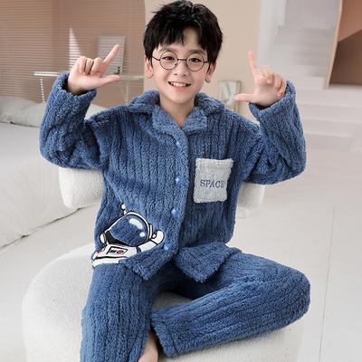 Kinder Flanell Pyjama Set Jungen Mädchen Warm Langarm Oberteil Und Hose Nachtwäsche Winter Haus Nachtwäsche