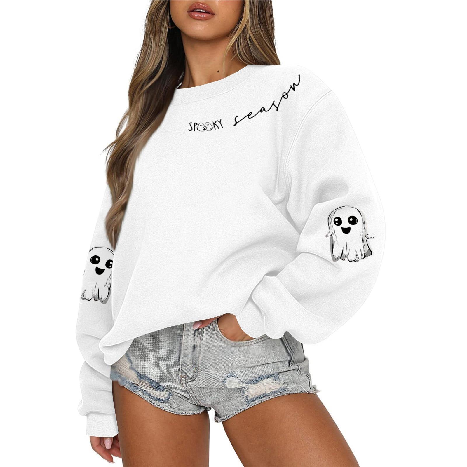 

Women s Casual Fashion Round Neck Long Sleeve Halloween Printed Sweatshirt XL