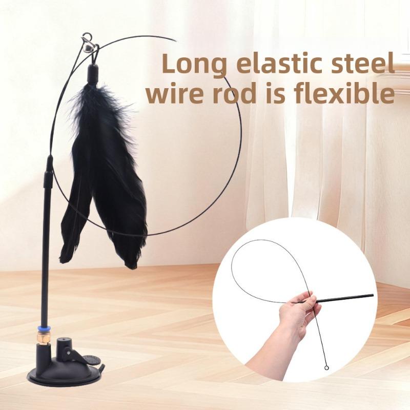 Pet Cat Boredom Toys, Suction Cups, Cat Toys, Long Rods, Self-entertaining Cat Toys, Bell Feather Cat Toys