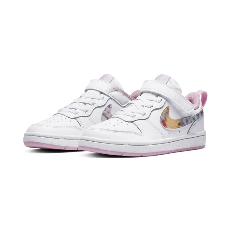 Nike Low 2 SE Floral Slip Resistant Cushioning Low Top Kids' Skateboarding Shoes White Pink Children Aged 3 7 Years Old CZ6613-100